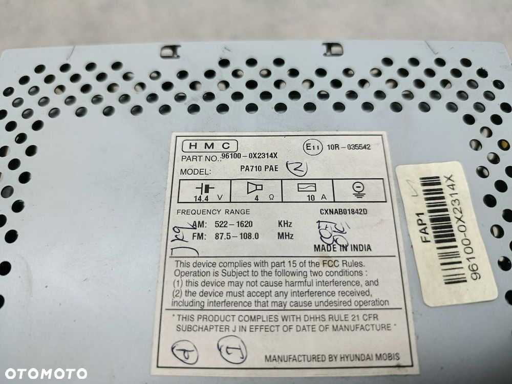 RADIO FABRYCZNE HYUNDAI I10 FL I 96100-0X2314X - 4