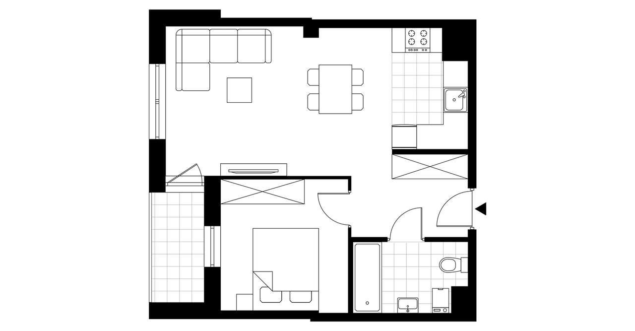 2-pokojowe mieszkanie 45m2 + loggia - Pełny obrazek: 4/11