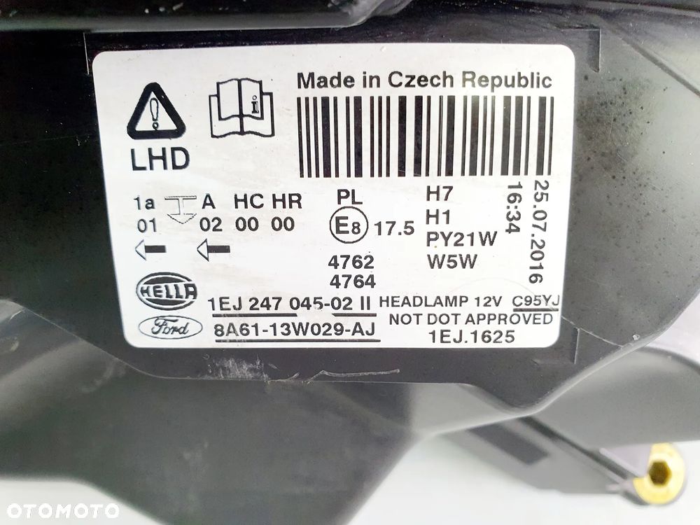 LAMPA PRZÓD PRAWA FORD FIESTA 7 VII MK7 2008-2013 ORYGINAŁ   8A61-13W029-AJ - 7
