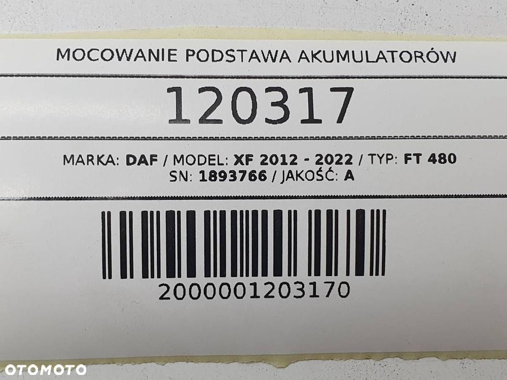MOCOWANIE PODSTAWA AKUMULATORÓW WÓZEK DAF XF 106 1893766 - 8