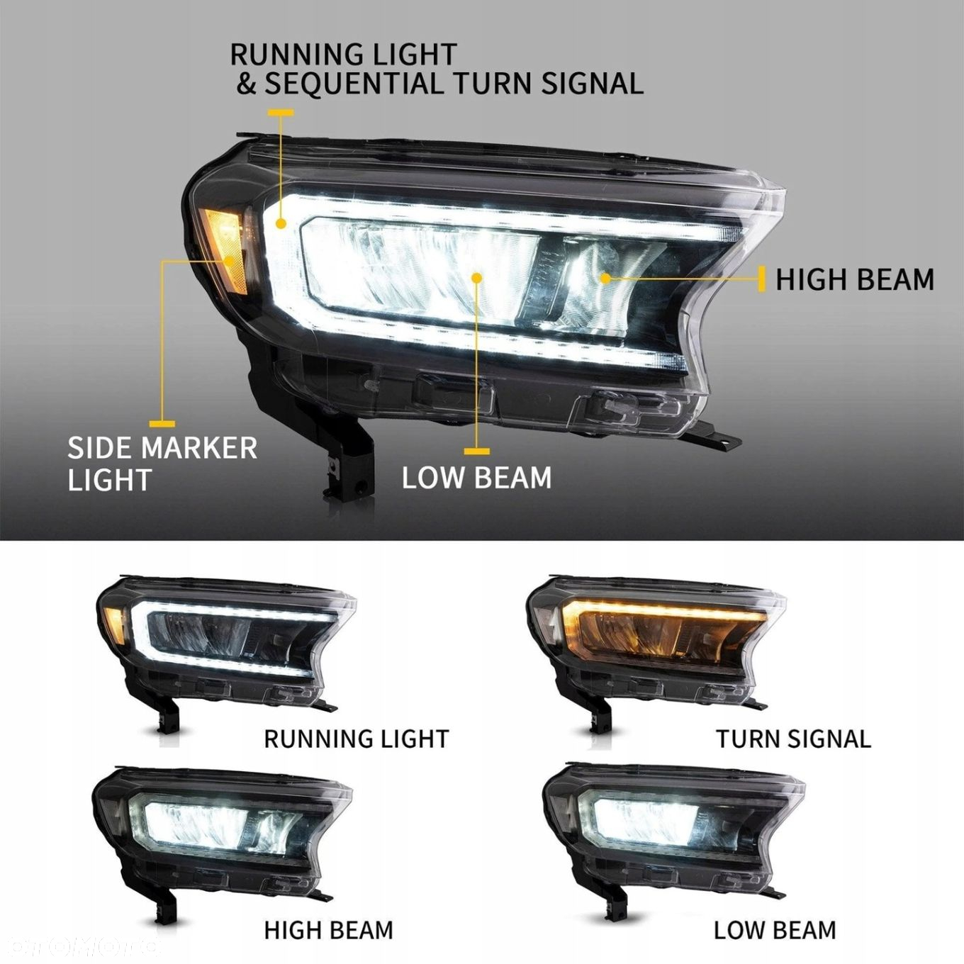 Reflektor Lampa kpl Vland Full Led Neon Tuning Ford Ranger V 5 mk5 Lift 16- - 7