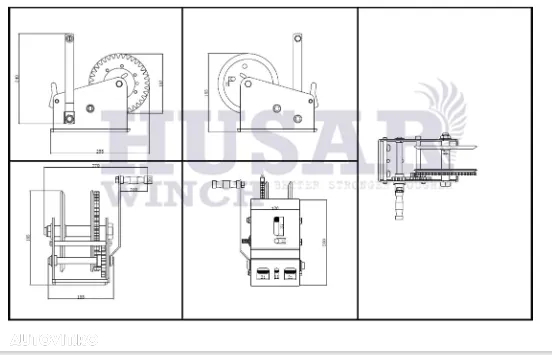Troliu manual cablu otel sau chinga HUSAR WINCH de 2500 lbs (trage 1133kg) - 3