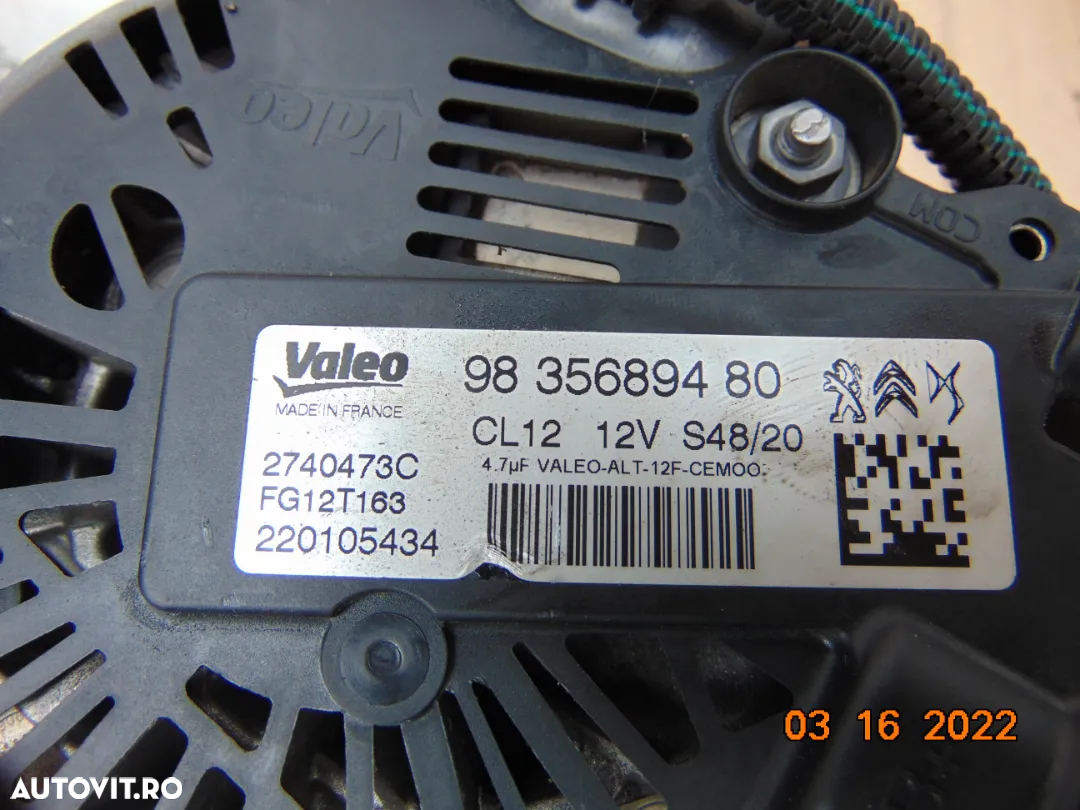 Alternator peugeot 1.2 vti 208 3008 citroen c3 c4 opel corsa F 1.2 berlingo partner 308 picasso cro - 2