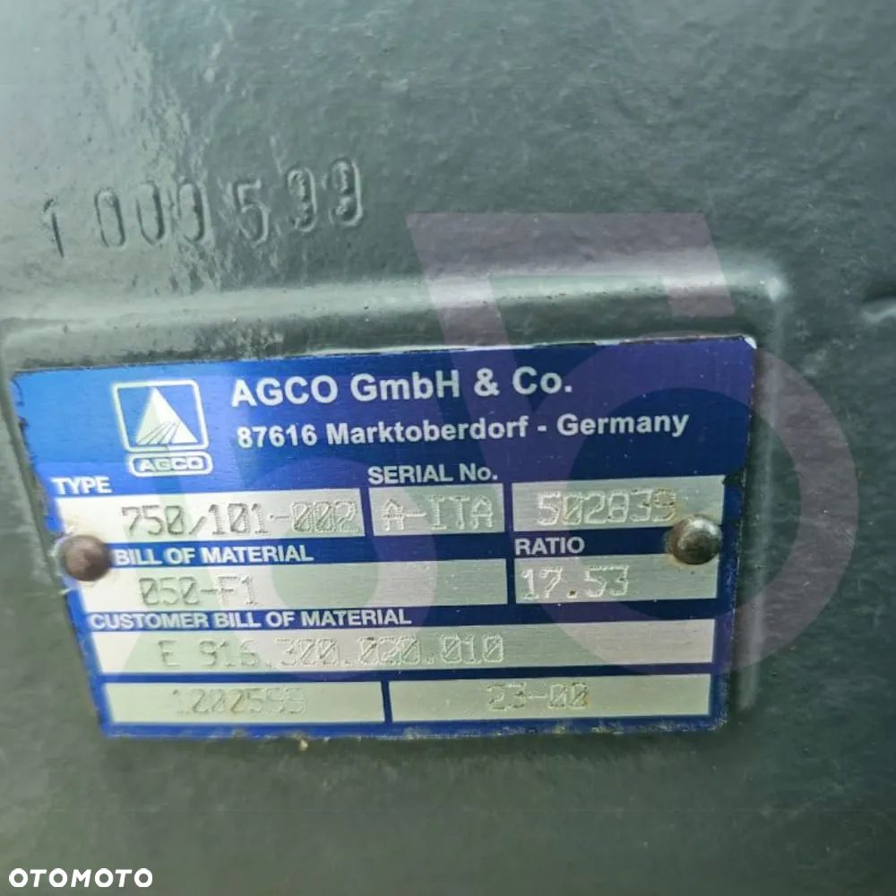 Most napędowy AGCO E916300020010 750/101-002 FENDT 926 FAVORIT - 9