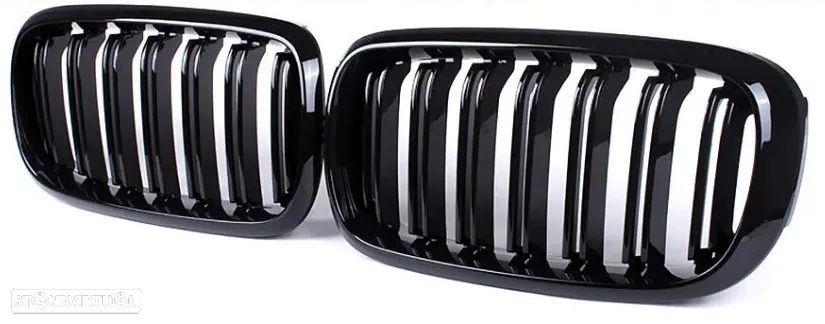 Grelhas frontais preto brilho dupla barra BMW série X5 E70 X6 E71 - 2
