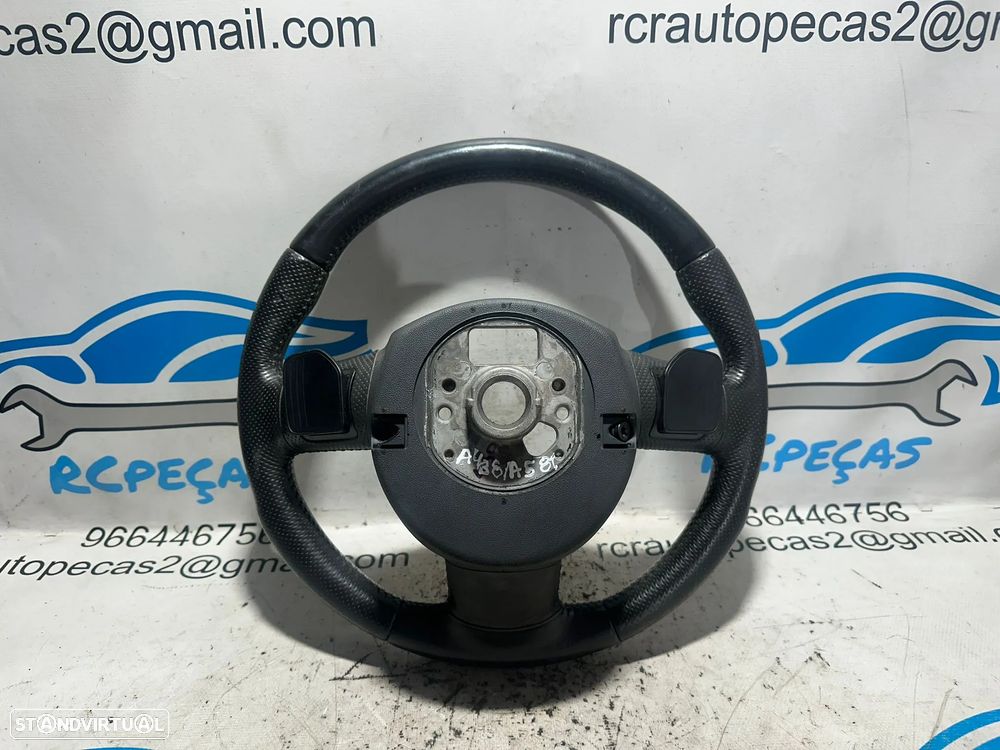 .Volante Pele Perfurada Original 3 Braços Patilhas Multifunções Audi 8T0419091B 2007 - 2016 - 5