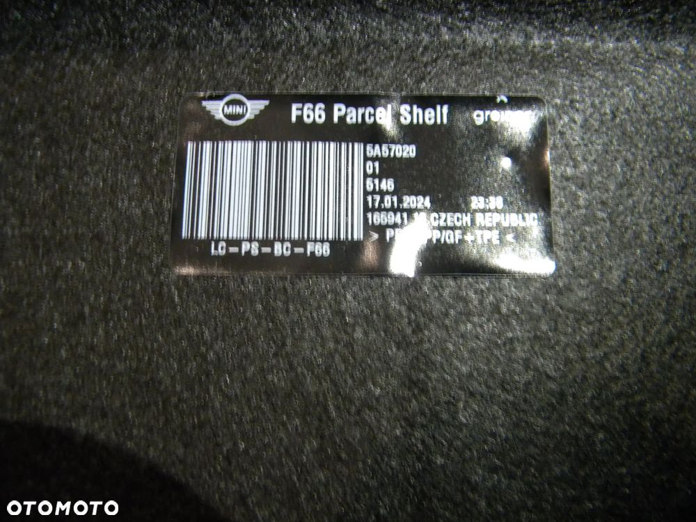 JAK NOWA PÓŁKA BAGAŻNIKA MINI MINI F66 24-26 CZARNA ORYGINAL  FV 5A57020 - 9