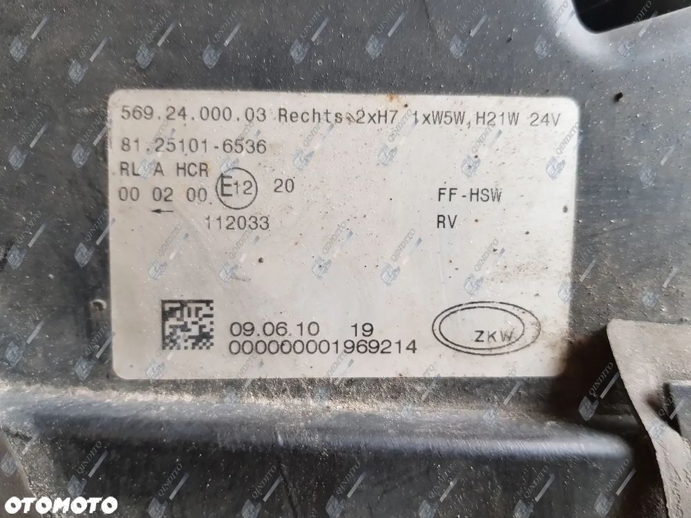 LAMPA REFLEKTOR LEWY/PRAWY  PRZÓD MAN TGL 81251016535 - 8