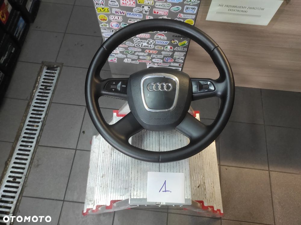 KIEROWNICA 4 RAMIENNA SKÓRZANA SKÓRA MULTIFUNKCJA S LINE AUDI A3 8P A4 B6 B7 A5 8T A6 C6 Q5 8R Q7 4L WYSYŁKA !!!!! - 1