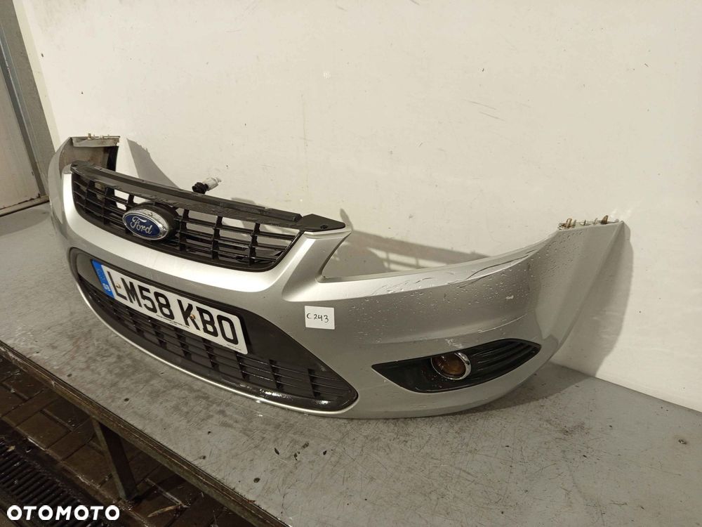 ^ ZDERZAK PRZÓD PRZEDNI FORD FOCUS MK.2 2 II LIFT FL 03 SREBRNY HALOGENY - 2
