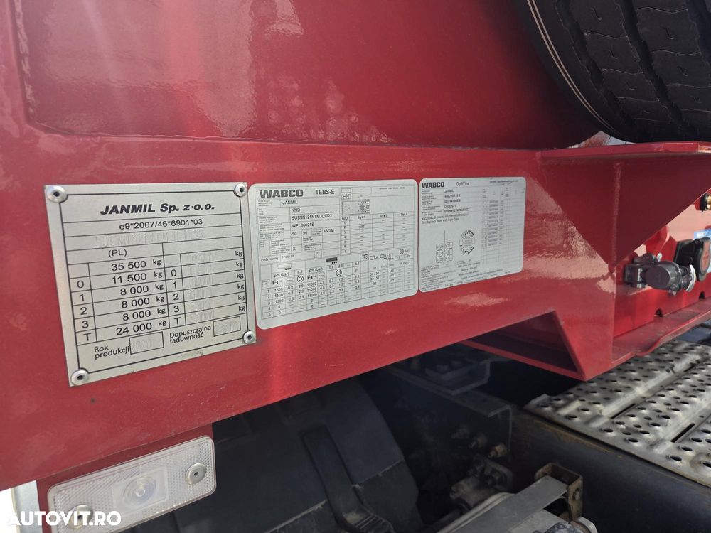Bodex JANMIL-3 axe SAF, rampe DUBLE, axe SAF, extensii lemn la 3m latime, axa liftabila, lungime podea 9m, anv Goodyear, 2 roti rezerva, axa viratoare spate, rampe interior acces gat lebada, cutie lanturi, posibilitate leasing 5 ani-PROMOTIE 58.900 EUR+Tva - 13