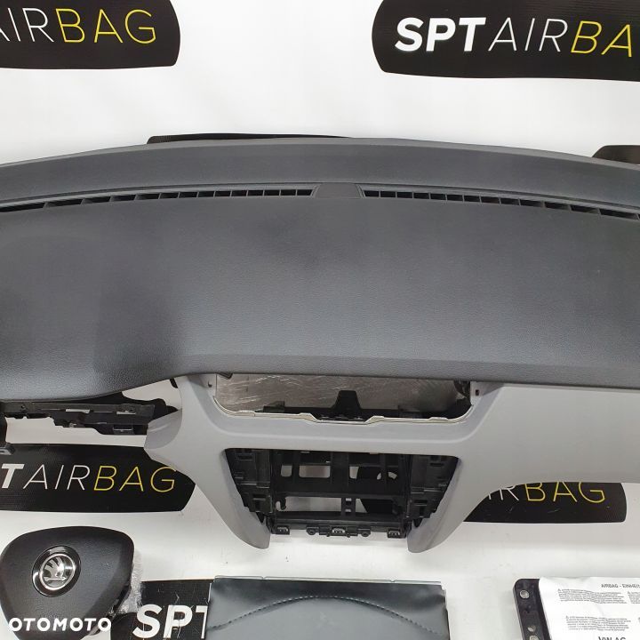 SKODA OCTAVIA III 3 5E0 DESKA ROZDZIELCZA SZARA KONSOLA KOKPIT PULPIT PODUSZKI AIRBAG AIR BAG PASY KIT SET - 3