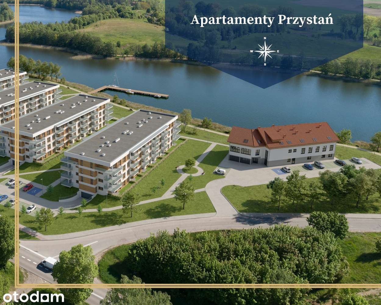 Apartamenty Przystań Olecko, 58 m², Sypialnia, Salon, Garderoba, Taras