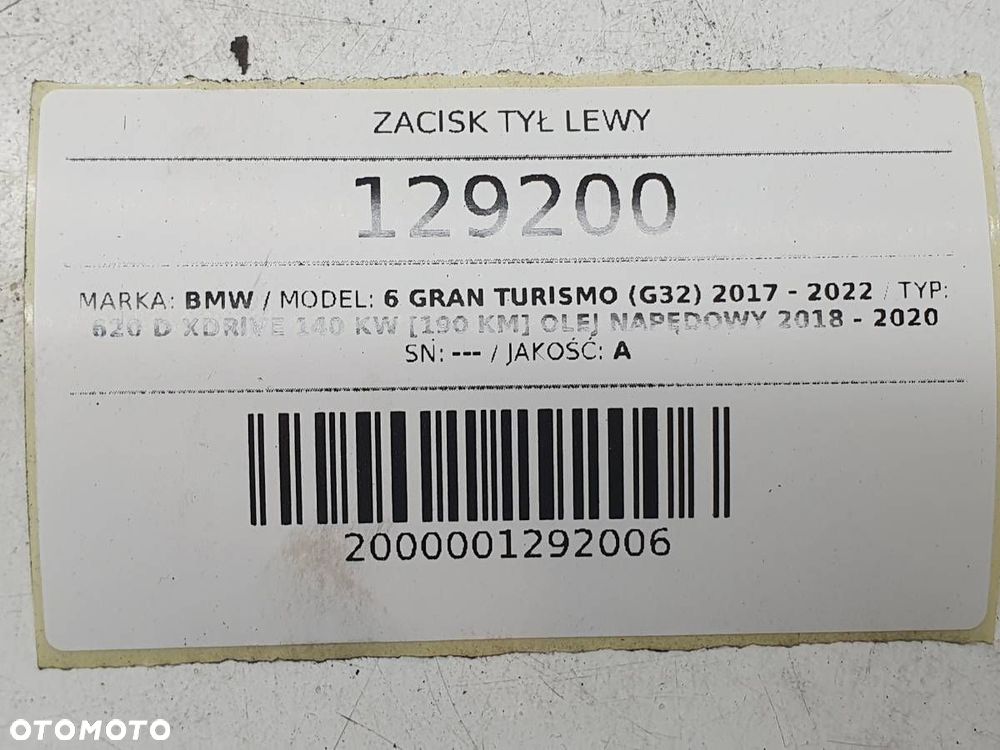 ZACISK HAMULCOWY TYŁ TYLNY LEWY JARZMO BMW 6 G31 GT 2.0 GT - 9