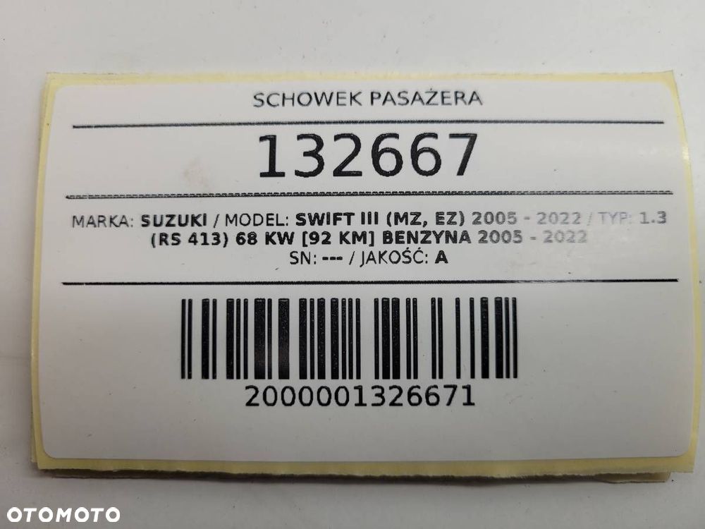 SCHOWEK PASAŻERA DESKI KONSOLI SUZUKI SWIFT IV MK6 EU - 7