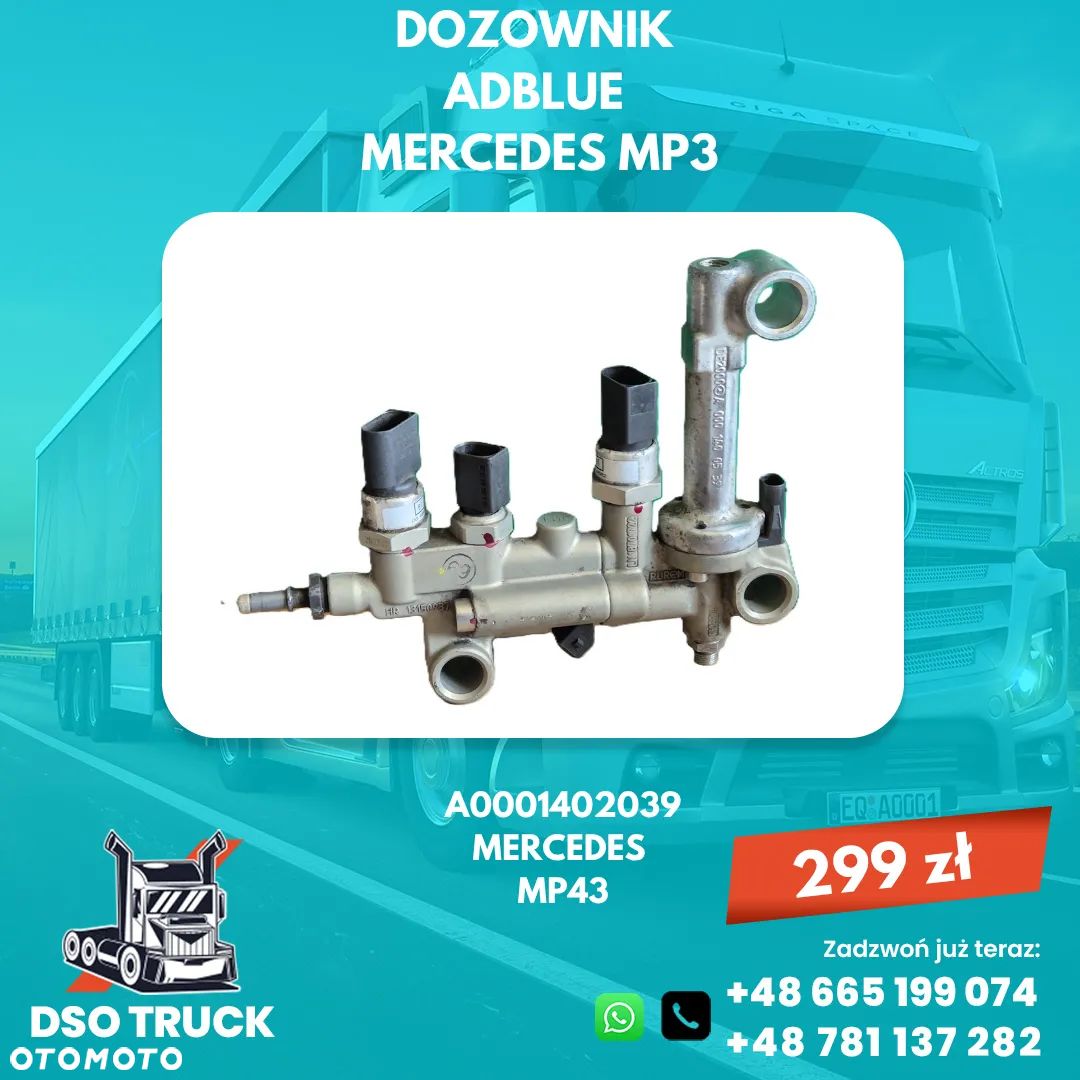 Dozownik wtrysk Adblue Mercedes MP3 A0001402039 Axor Actros Atego - 1