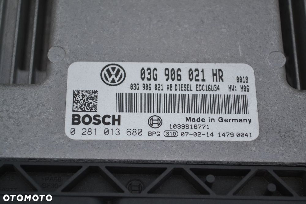 VW AUDI SEAT KOMPUTER STEROWNIK SILNIKA 1,9 TDI 03G906021HR 0281013680 - 2
