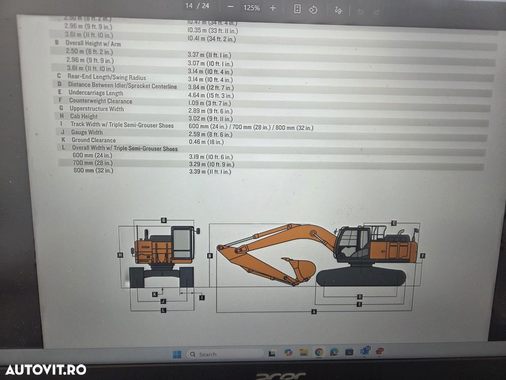 Hitachi ZX300LCN-6, 2019, 8.944h, cupa NOUA 1,8mc, 31,6tone, Ad sapare 7,5m, latime 3m, camere spate si laterale, inst picon si rotire pe brate, consum mediu 19,6l, lant 90% ok doar 721h deplasare, avertizare antirasturnare, posibl leasing-PROMOTIE 93.900Eur - 37
