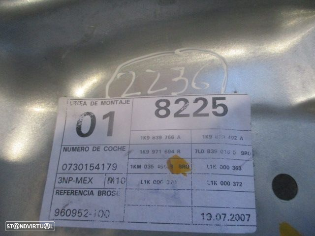 Elevador Sem Motor 1K9839756A  1K9839402A VW GOLF 5 SW 1K 2008 2.0TDI 140CV 5P PRETO TD - 3