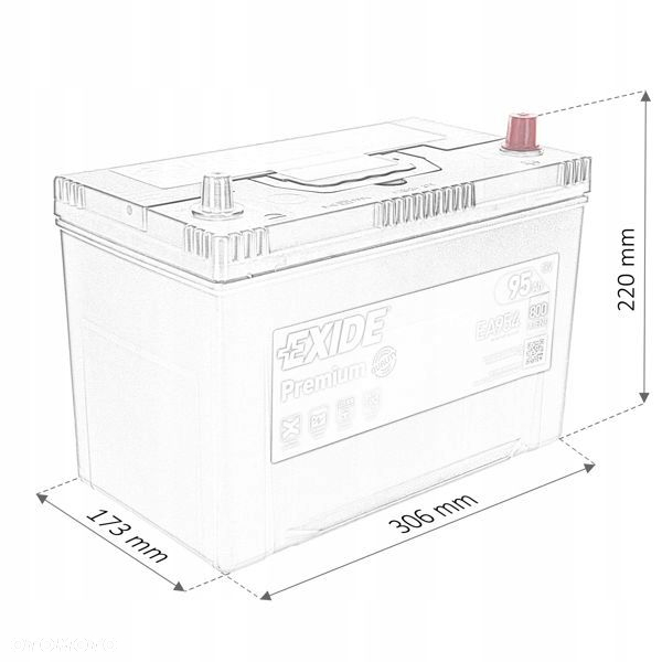 Akumulator Exide EFB 95Ah 8000A EL954 STARTSTOP P - 2