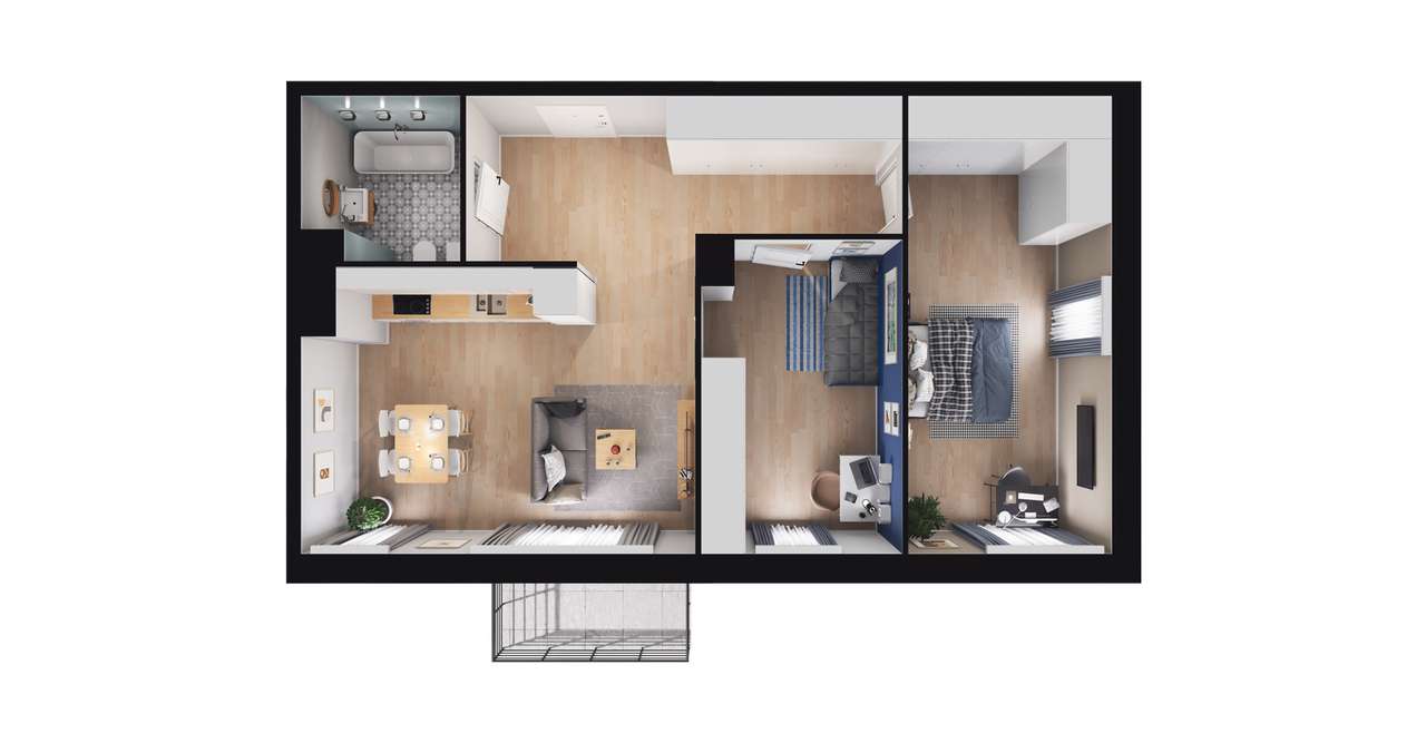 3-pokojowe mieszkanie 63m2 + balkon Bezpośrednio - Pełny obrazek: 3/14