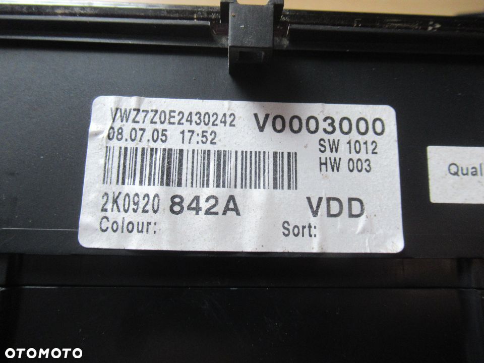 LICZNIK ZEGARY VOLKSWAGEN VW CADDY 2K0920842A 2K0920866A - 2
