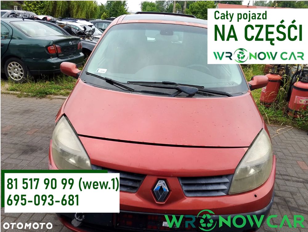Renault Megane Grand Scenic II (03-06r.) 2.0B 134KM. Silnik F4R 770 ; F4R 771  Skrzynia ND0 015  Lakier TEB76 .Cały na części. GWARANCJA !!!  Przód Tył Zestaw Komplet Drzwi Klapa Zderzak Błotnik Maska Grill Atrapa Szyba Pas Lampa Lusterko Boczki Fotel Kanapa Kokpit Deska Rozdzielcza Przełącznik Włącznik Sterownik Przewody Wiązka Instalacja Moduł Komputer Czujnik Listwa Pompa Alternator Wtryski Głowica Rozrusznik Kompresor Sprzęgło Dwumas Silnik Skrzynia ABS Klimatyzacji Paliwa Wspomagania Kolektor Turbina Przepustnica Zawór Chłodnica Koło Hak Belka Sanki Zawieszenie Mcpherson Półoś Amortyzator Wydech Tłumik Zacisk Most - 1
