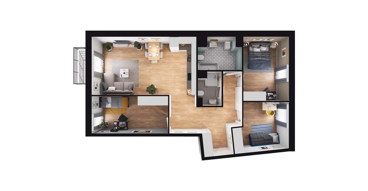 4-pokojowe mieszkanie 83m2 + balkon Bezpośrednio - Pełny obrazek: 3/14