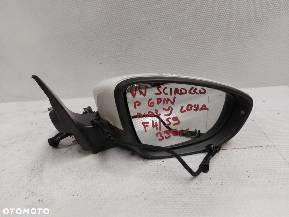- LUSTERKO PRZÓD PRZEDNIE ELEKTRYCZNE PRAWE VW SCIROCCO LB9A BIAŁY 6PIN - 4