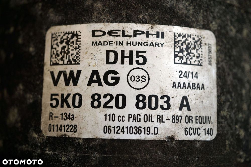 KOMPRESOR KLIMATYZACJI SPRĘŻARKA PASSAT B7 2.0 TDI 5K0820803A VOLKSWAGEN 2010-2014 - 9