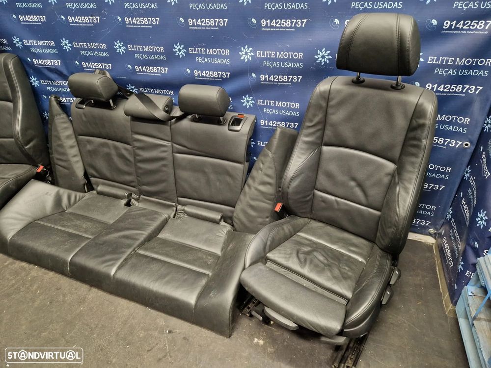 Jogo de bancos usados BMW SERIE 1 PACK M 5 PORTAS BMW E87 E81 PELE PRETO QUARTELAS - 3