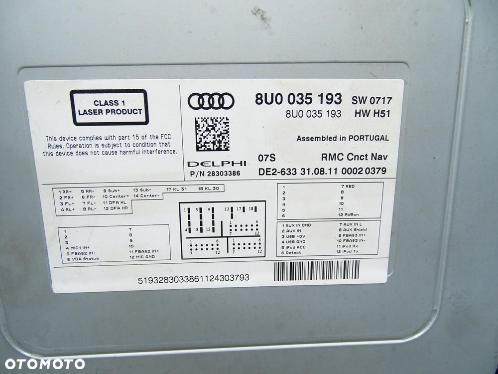 RADIO NAWIGACJA CZYTNIK MMI PANEL 8U0035193 AUDI Q3 8U - 10