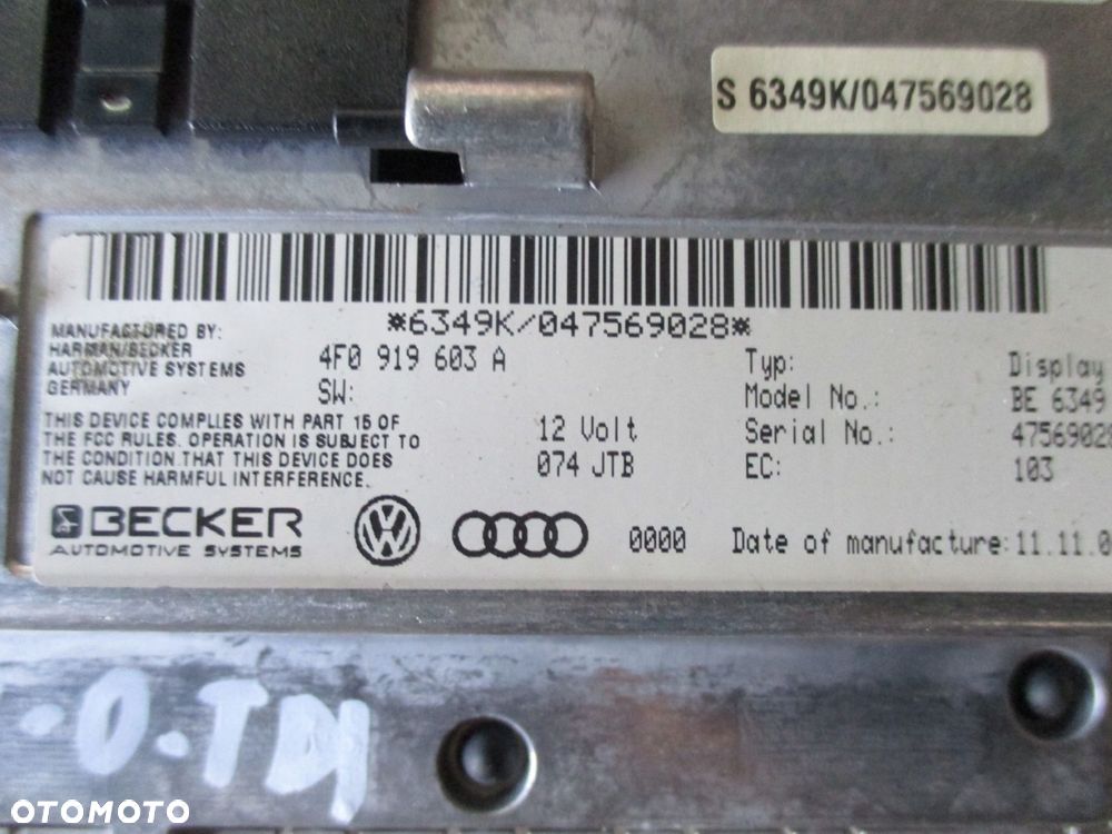 WYŚWIETLACZ EKRAN MONITOR RADIA NAWIGACJI 4F0919603A AUDI A6 C6 04- - 4