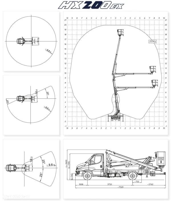 Nissan Podnośnik Koszowy Zwyżka Multitel HX200 20 Metrów kosz 225 kg Hydrauliczne Sterowanie! Jak Wumag Ruthmann Gsr - 14