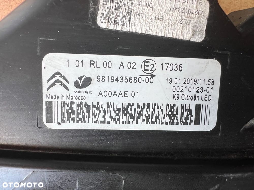 LAMPA PRAWA LEWA DO JAZDY DZIENNEJ DRL CITROEN BERLINGO III IV 9819435580 9819435680  2018 - 2021 - 9