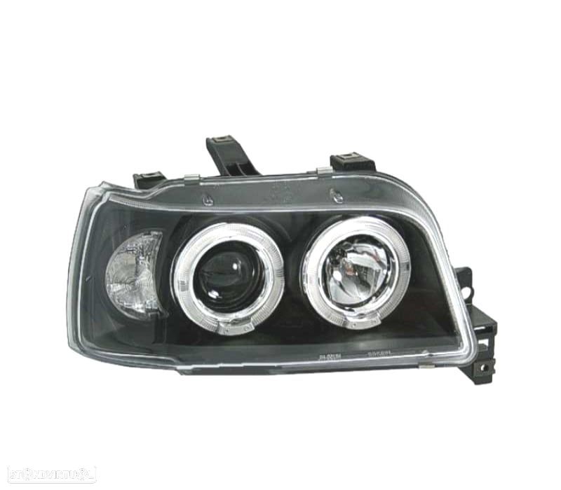 FARÓIS FRONTAIS RENAULT CLIO 90-95 ANGEL EYES LED FUNDO PRETO - 2