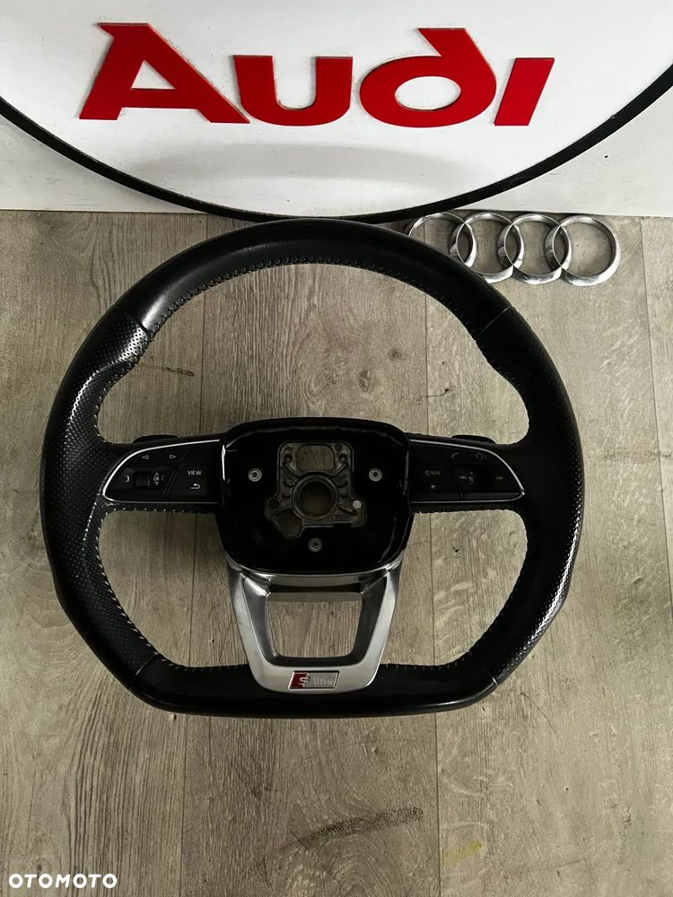 KIEROWNICA MULTIFUNKCJA SKÓRZANA SKÓRA ŁOPTKI AIRBAG AUDI Q7 Q8 A4 A5 S-LINE 4M0419091T 8W0880201AL - 2