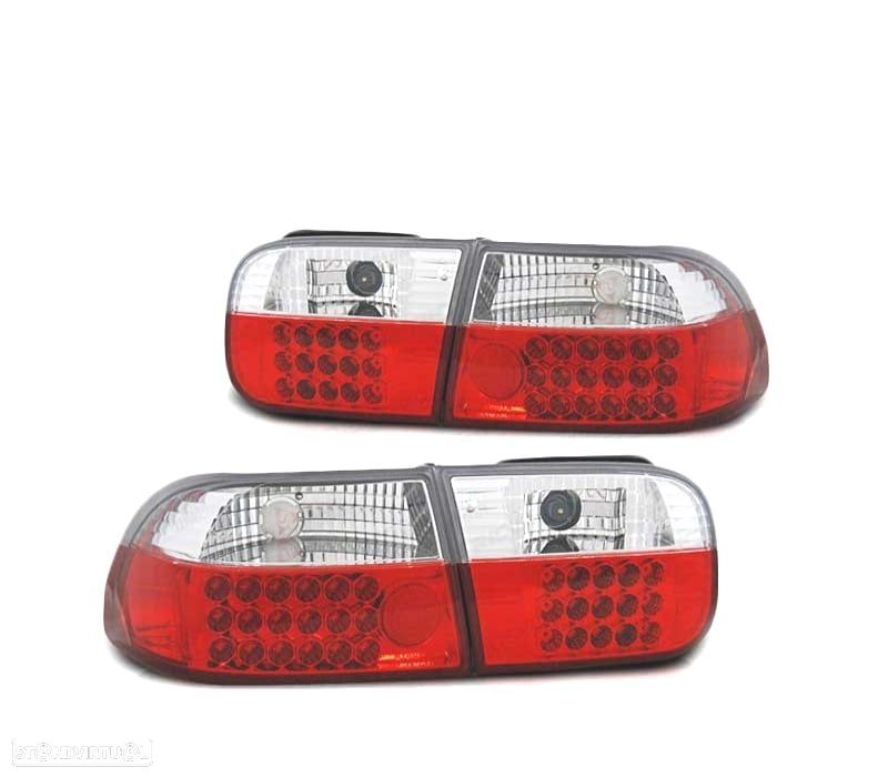 FAROLINS TRASEIROS LED HONDA CIVIC 91-95 2D 4D VERMELHO BRANCO - 2
