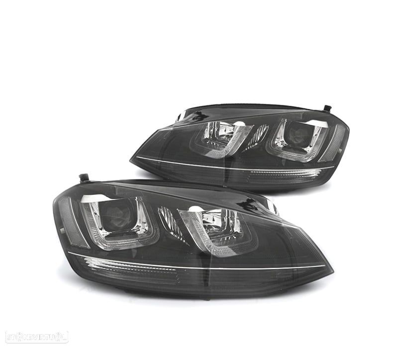 FAROIS FRONTAIS PARA VOLKSWAGEN VW GOLF 7 12-17 LOOK GTI LUZ DIURNA FUNDO PRETO - 1