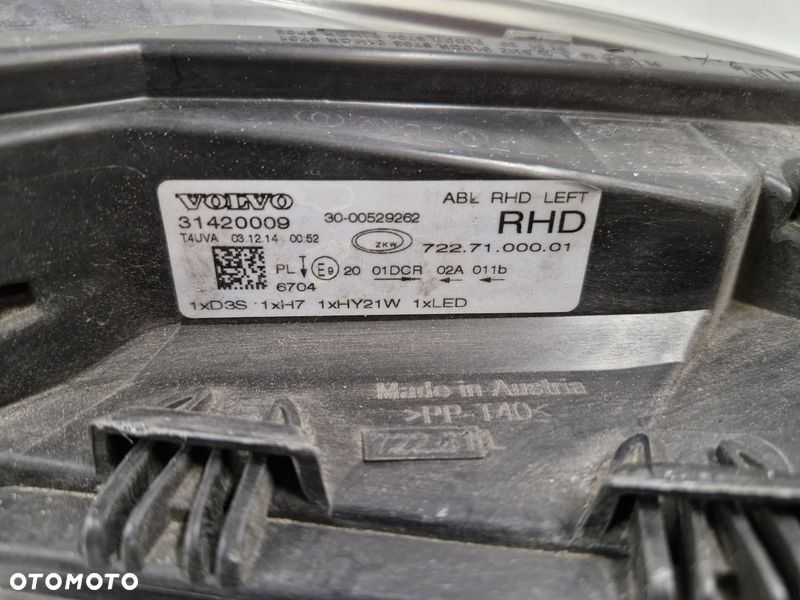 volvo v40 ii 2 lampa reflektor lewy przód lewa przednia  xenon uk 31420009 - 7