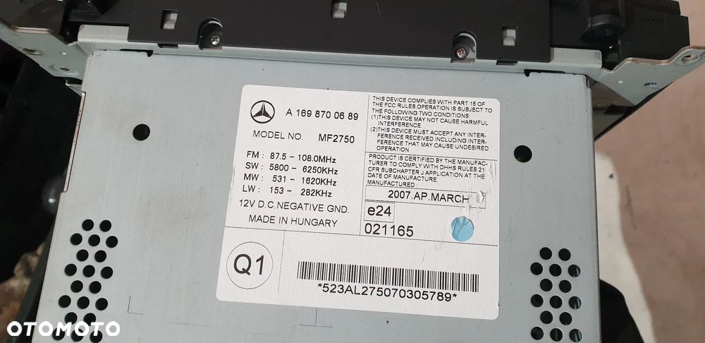 Mercedes A-Klasa W169 Radio CD Fabryczne A1698700689 - 4
