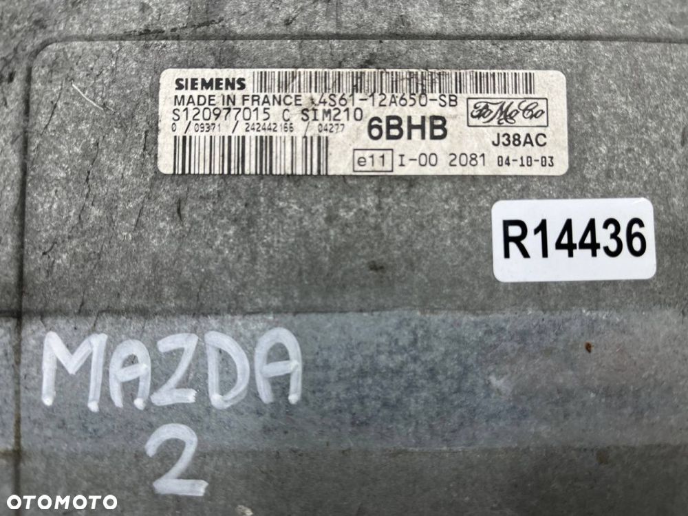 Komputer silnika Mazda 2 I DY 02-07r 1.25b Fiesta sterownik siemens 4S61-12A650-SB - 3