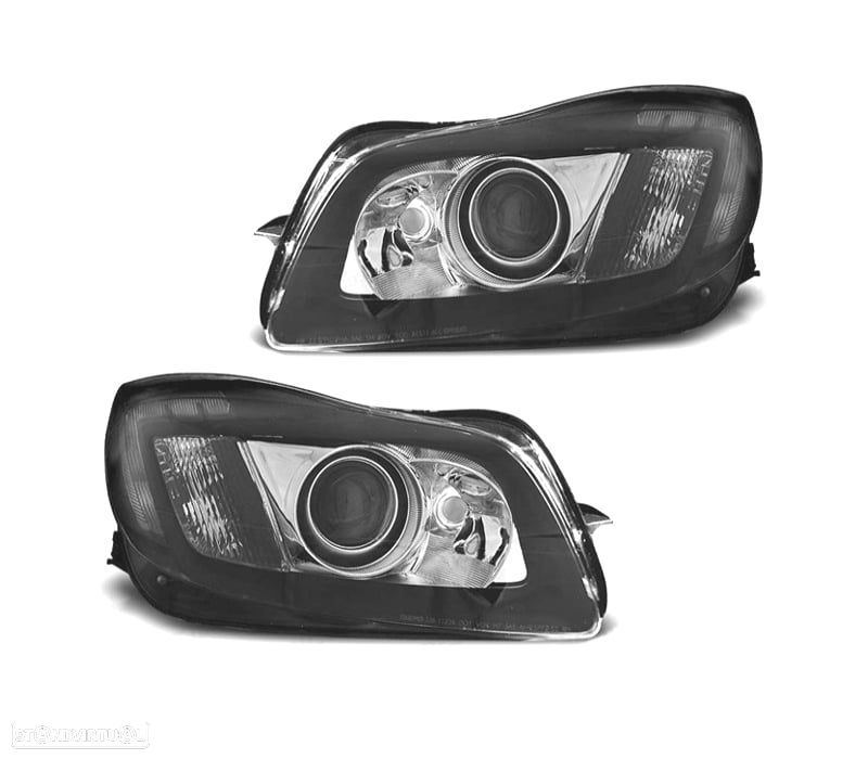 FAROIS FRONTAIS PARA OPEL INSIGNIA 08-13 LED FUNDO PRETO - 1