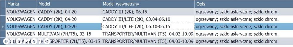 Volkswag TRANSPORTER T5 szkło wkład lusterka PRAWY - 2