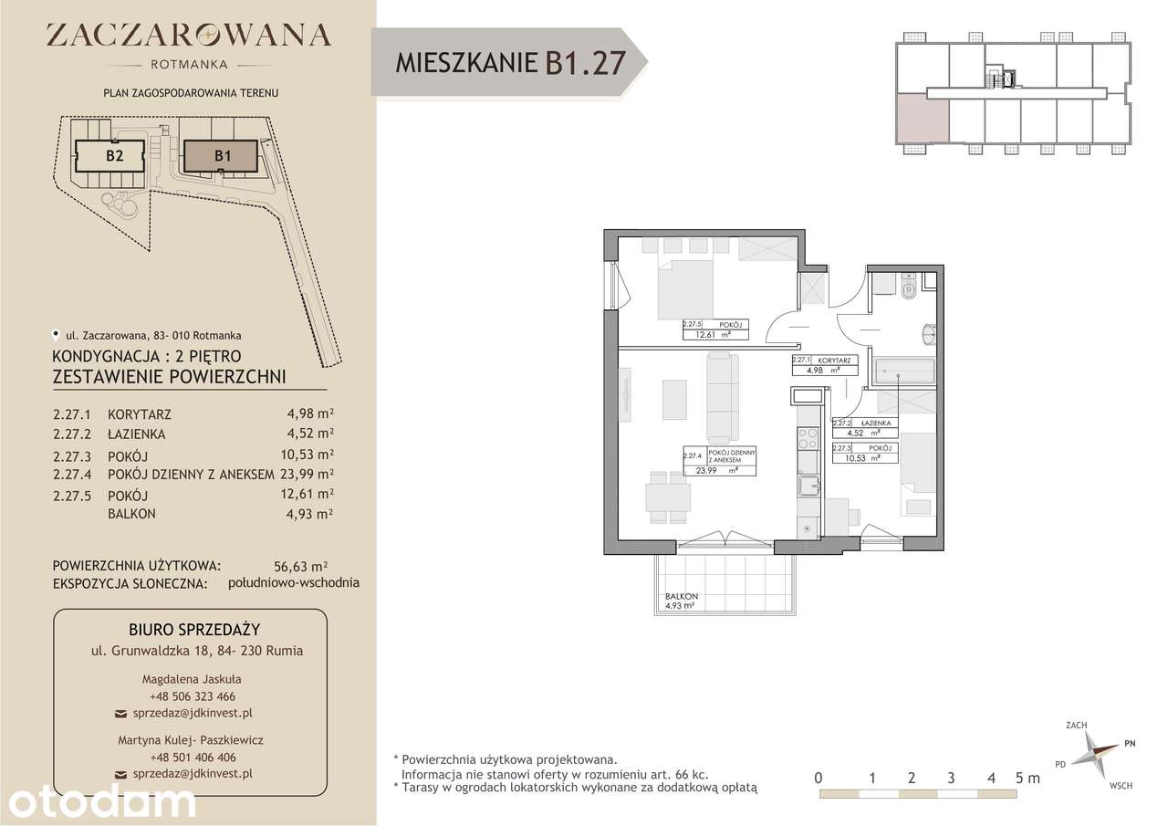 3 pokoje z balkonem | 56,63 m² | Rotmanka