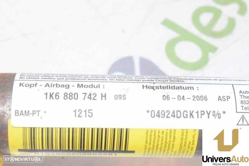 AIRBAG CORTINA FRONTAL DIREITO VOLKSWAGEN GOLF V 2006 -1K6880742H - 3
