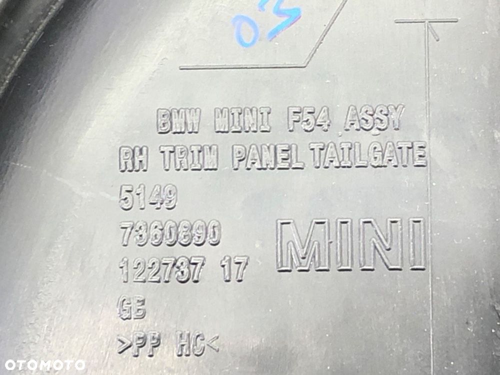 BOCZEK KLAPY BAGAŻNIKA PRAWY  MINI MINI CLUBMAN (F54) 2014 - 2022 Cooper S ALL4 141 kW [192 KM] - 5