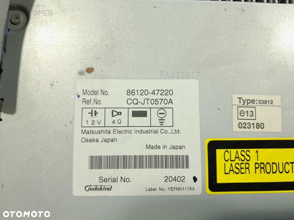 TOYOTA PRIUS II XW20 RADIO CD FABRYCZNE 86120-47220 - 11