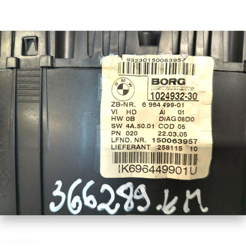 LICZNIK ZEGARY 6964499 BMW E81 E87 1.6 i Benzyna 366 289km 6964499 - 2