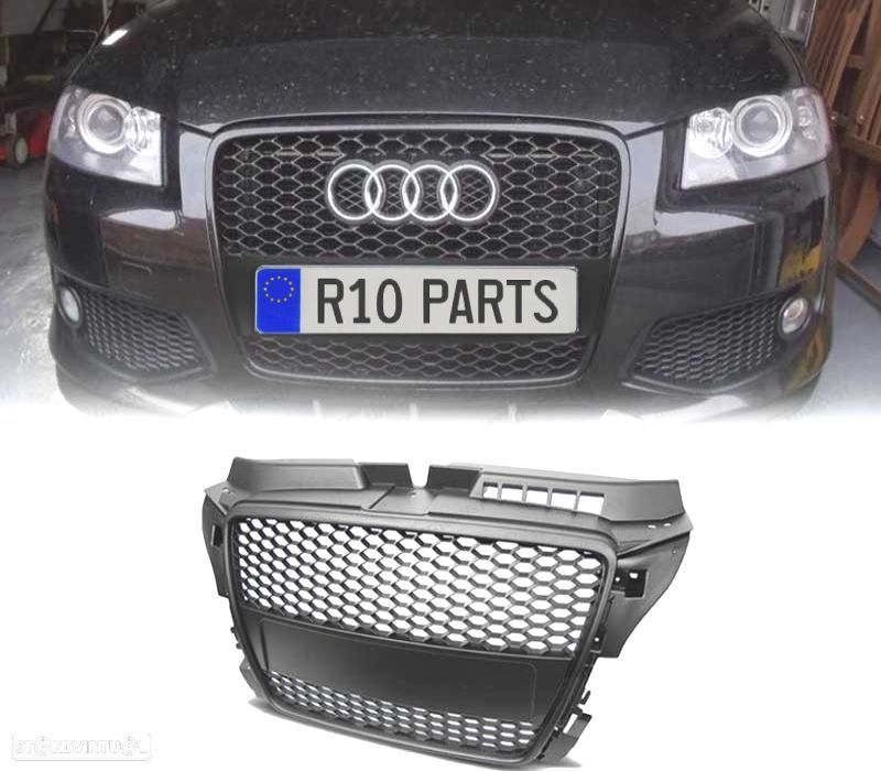GRELHA FRONTAL AUDI A3 8P 08-12 PRETO LOOK RS3 - 1